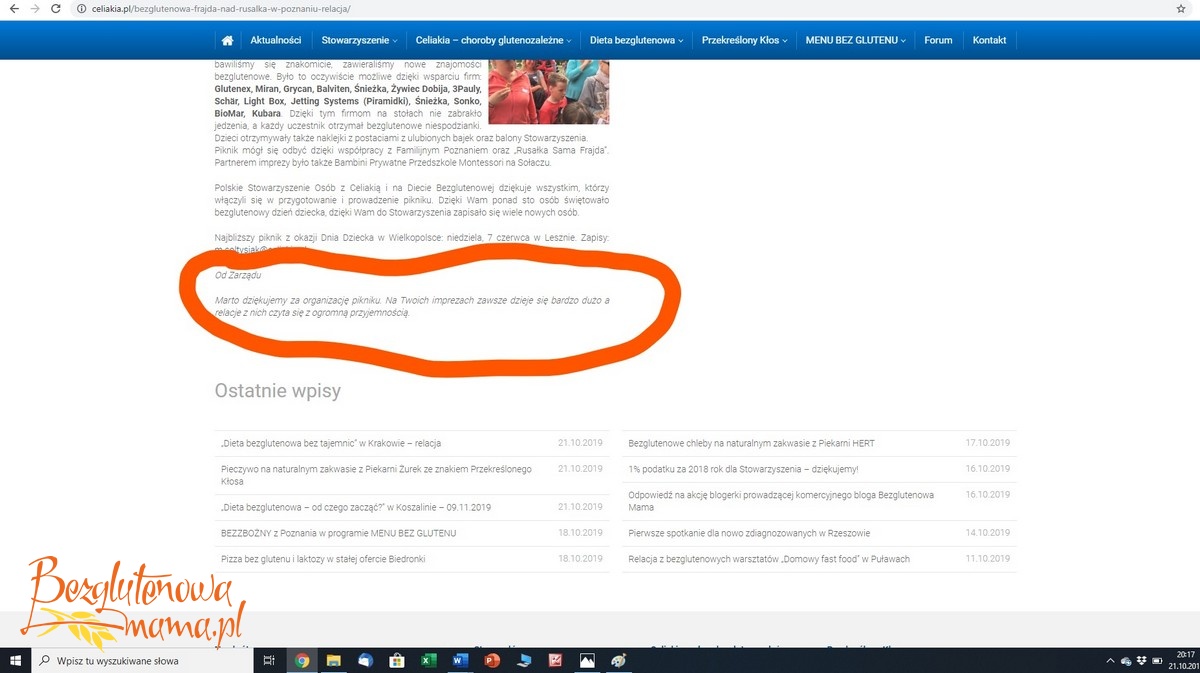 Odpowiedź bezglutenowej blogerki na oświadczenie stowarzyszenia z